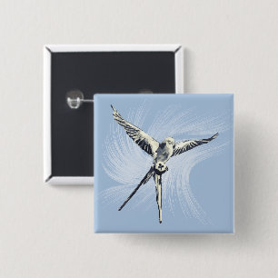 Blue White Bird Wind Wingspan Board Game    2 Inch Square Button