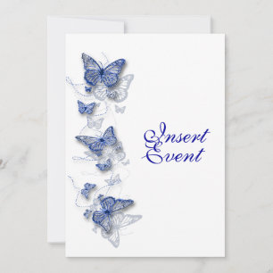 Blue white birthday engagement wedding invitation
