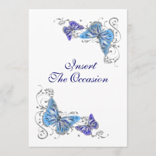 Blue white birthday engagement wedding invitation