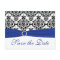 Blue, White, Black Damask Save the Date Card