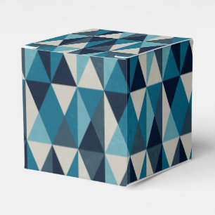 Blue White Black Geometric Rhombic Pattern Favor Box