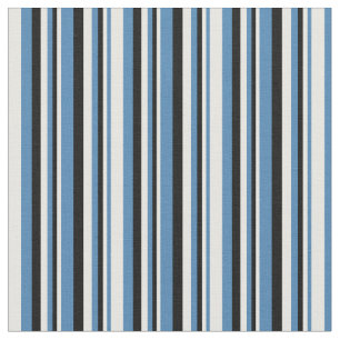 Blue, White & Black Stripes/Lines Pattern Fabric
