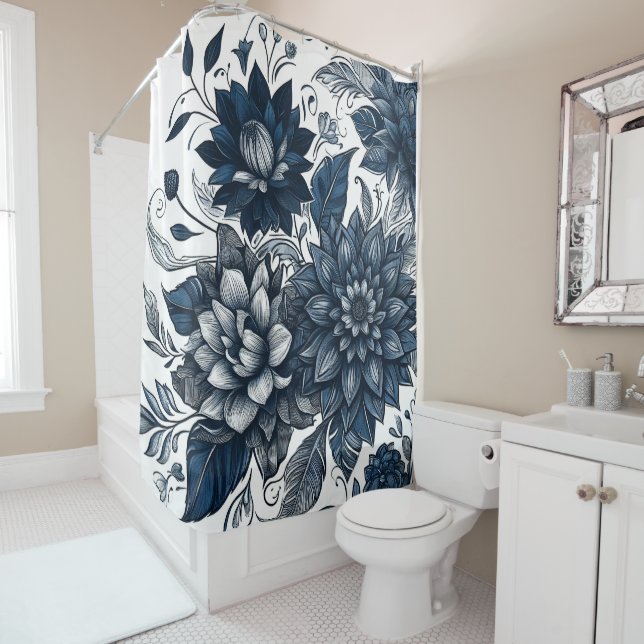 Blue & White Bohemian Floral Print (In Situ)