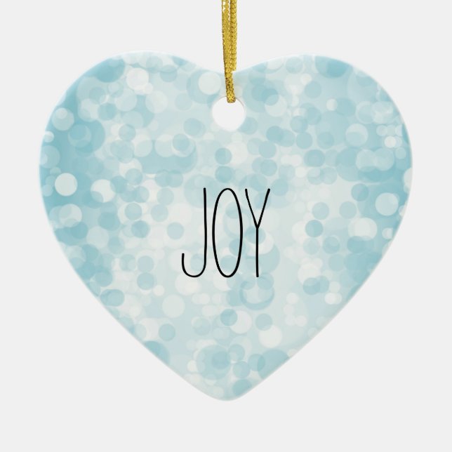 Blue White Bokeh Ceramic Ornament (Front)