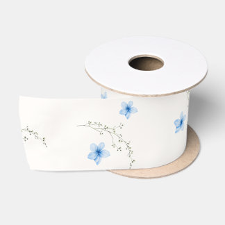 Blue & White Botanical Bliss Ribbon Satin Ribbon