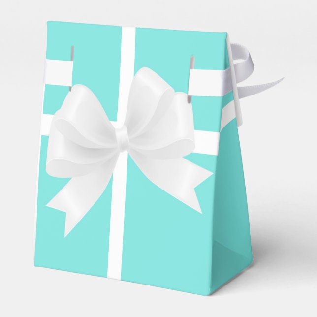 Blue & White Bow Elegant Party Favour Boxes (Back Side)