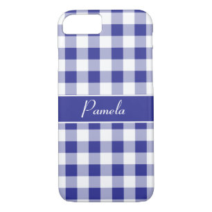 Blue White Buffalo Plaid Pattern Personalize Case-Mate iPhone Case