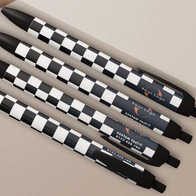 Blue & White Business logo Company brand Checkers Black Ink Pen (Creator Uploaded)