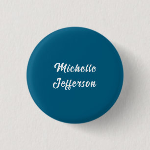 Blue & White Calligraphy Elegant Chic Modern 1 Inch Round Button