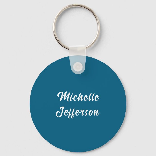 Blue & White Calligraphy Elegant Chic Modern Keychain (Front)