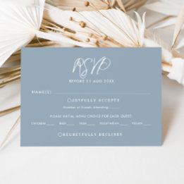 Blue & White Calligraphy RSVP Wedding Reply Card