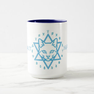 Blue White Cat Magic Halloween Mug