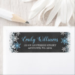 Blue White Chalkboard Snowflake Return Address<br><div class="desc">Stylish snowflake return address labels. Perfect for a winter baby shower,  winter birthday or Christmas labels.</div>