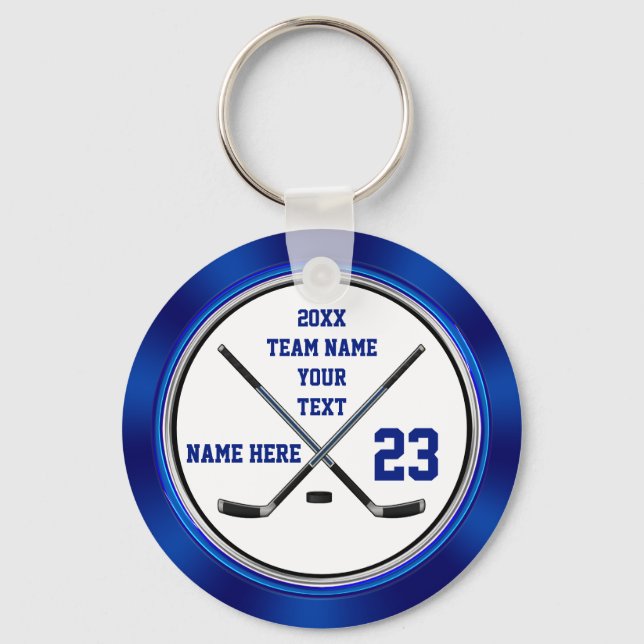 Blue White Cheap Gifts Hockey for Players, Hockey Keychain (Front)