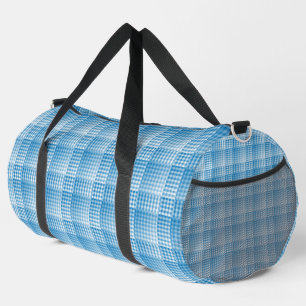 Blue White Checker Abstract Pattern Large Duffle Bag