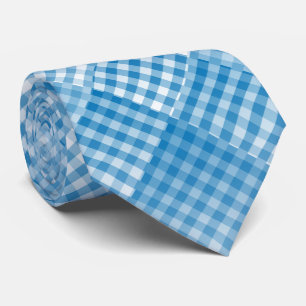 Blue White Checker Abstract Pattern Tie