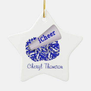Blue & White Cheerleader ornament