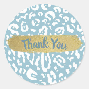 Blue & White Cheetah Leopard Animal Print Party  Classic Round Sticker