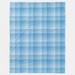 Blue White Chequered Abstract Pattern Fleece Blanket