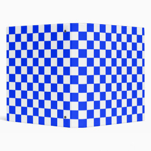 Blue White Chequered Check Pattern Binder