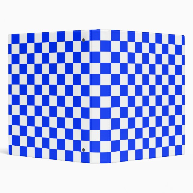 Blue White Chequered Check Pattern Binder (Background)