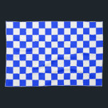 Blue White Chequered Check Pattern Kitchen Towel<br><div class="desc">Blue and White Check Chequered Geometric Squares Pattern Design</div>