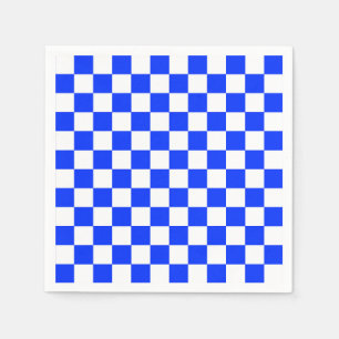 Blue White Chequered Check Pattern Napkin