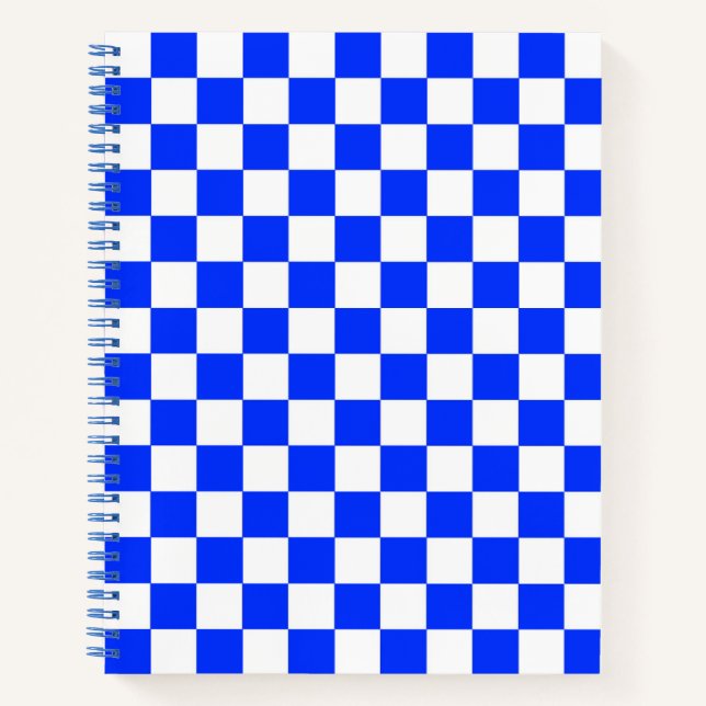 Blue White Chequered Check Pattern Notebook (Front)