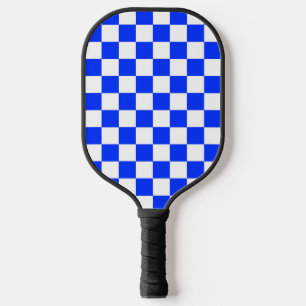 Blue White Chequered Check Pattern Pickleball Paddle