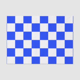 Blue White Chequered Check Pattern Tissue Paper