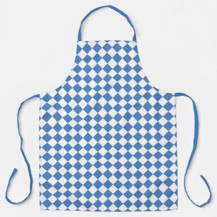 Blue White Chequered Diamond Pattern Apron
