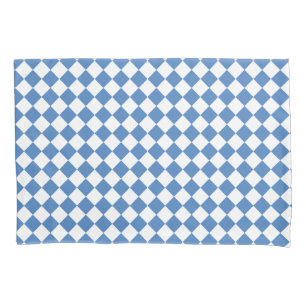 Blue White Chequered Diamond Pattern Pillowcase