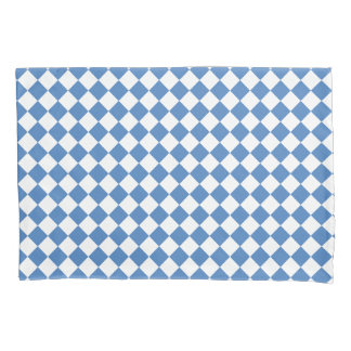 Blue White Chequered Diamond Pattern Pillowcase
