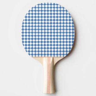 Blue White Chequered Diamond Pattern Ping Pong Paddle