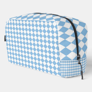Blue White Chequered Diamond Pattern Toiletry Bag