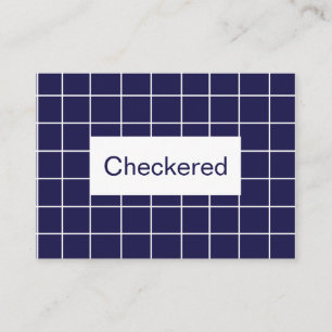 Blue White Chequered Grid Pattern Business Card