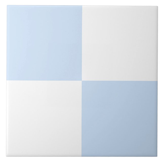 Blue White Chequered Pattern Tile (Front)