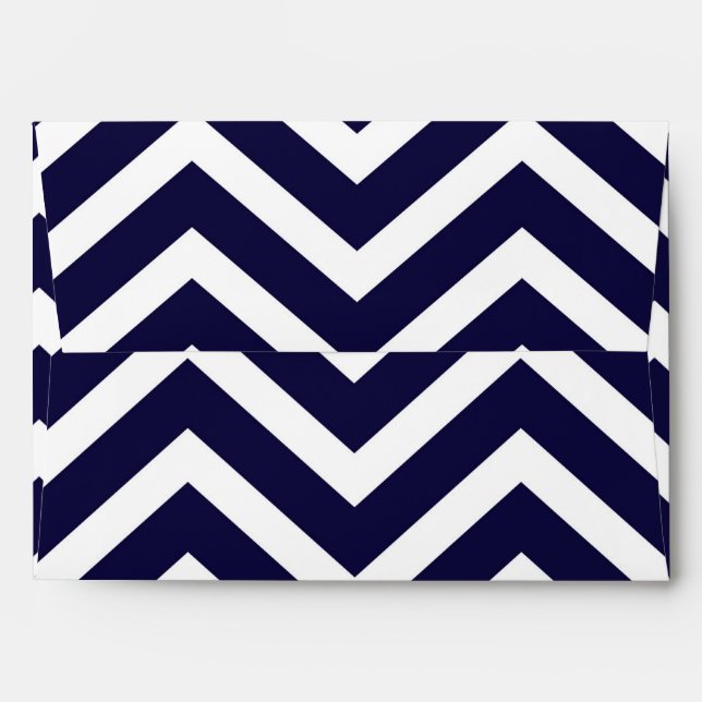 Blue & White Chevron Print Modern Invite Envelope (Back (Top Flap))