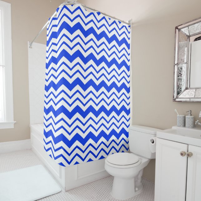 Blue White Chevron Zigzag Pattern Design  (In Situ)