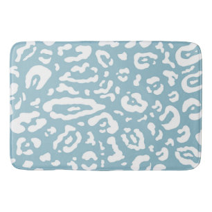 Blue & White Chic Cheetah Leopard Animal Print   Bath Mat