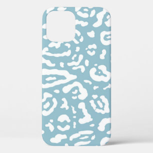 Blue & White Chic Cheetah Leopard Animal Print   iPhone 12 Case