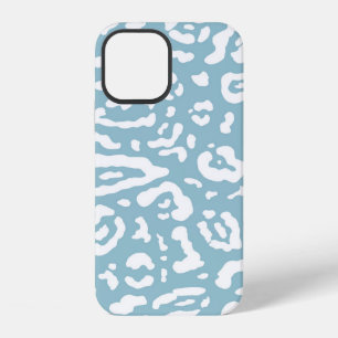 Blue & White Chic Cheetah Leopard Animal Print iPhone 12 Case