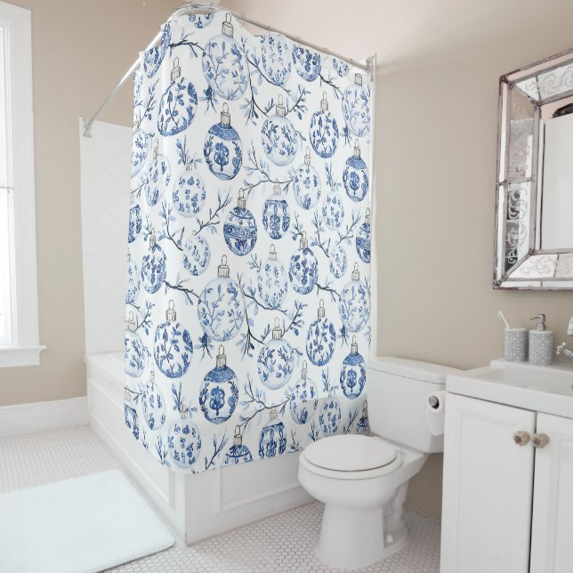 Blue White Chic Floral Christmas Ornaments   (In Situ)