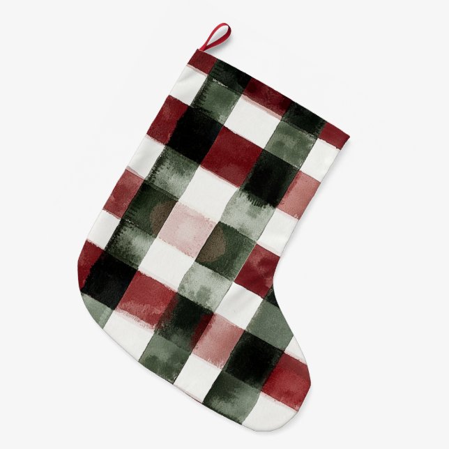 Blue White Chic Floral Large Christmas Stocking (Front (Hanging))