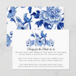 Blue White Chinese Bird Floral Recipe Enclosure Invitation