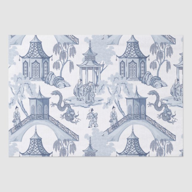Blue & White Chinese Pattern Wrapping Paper (Front)