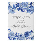 Blue White Chinoiserie Bird Foliage Welcome Bridal