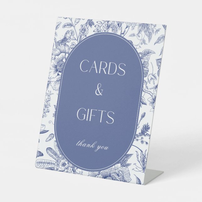 Blue White Chinoiserie Cards and Gifts Table Sign (Front)