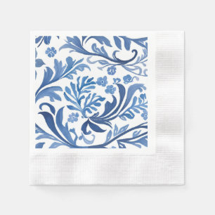 Blue White Chinoiserie Floral Botanical Napkin