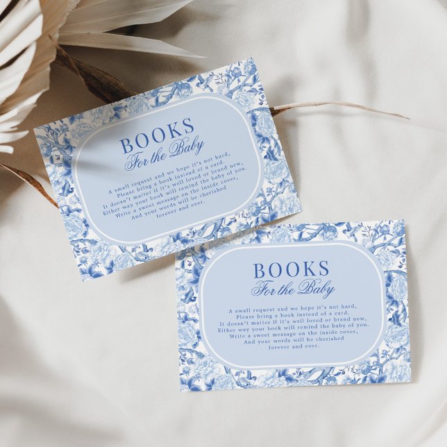 Blue White Chinoiserie Floral Toile Books for Baby Card (Creator Uploaded)